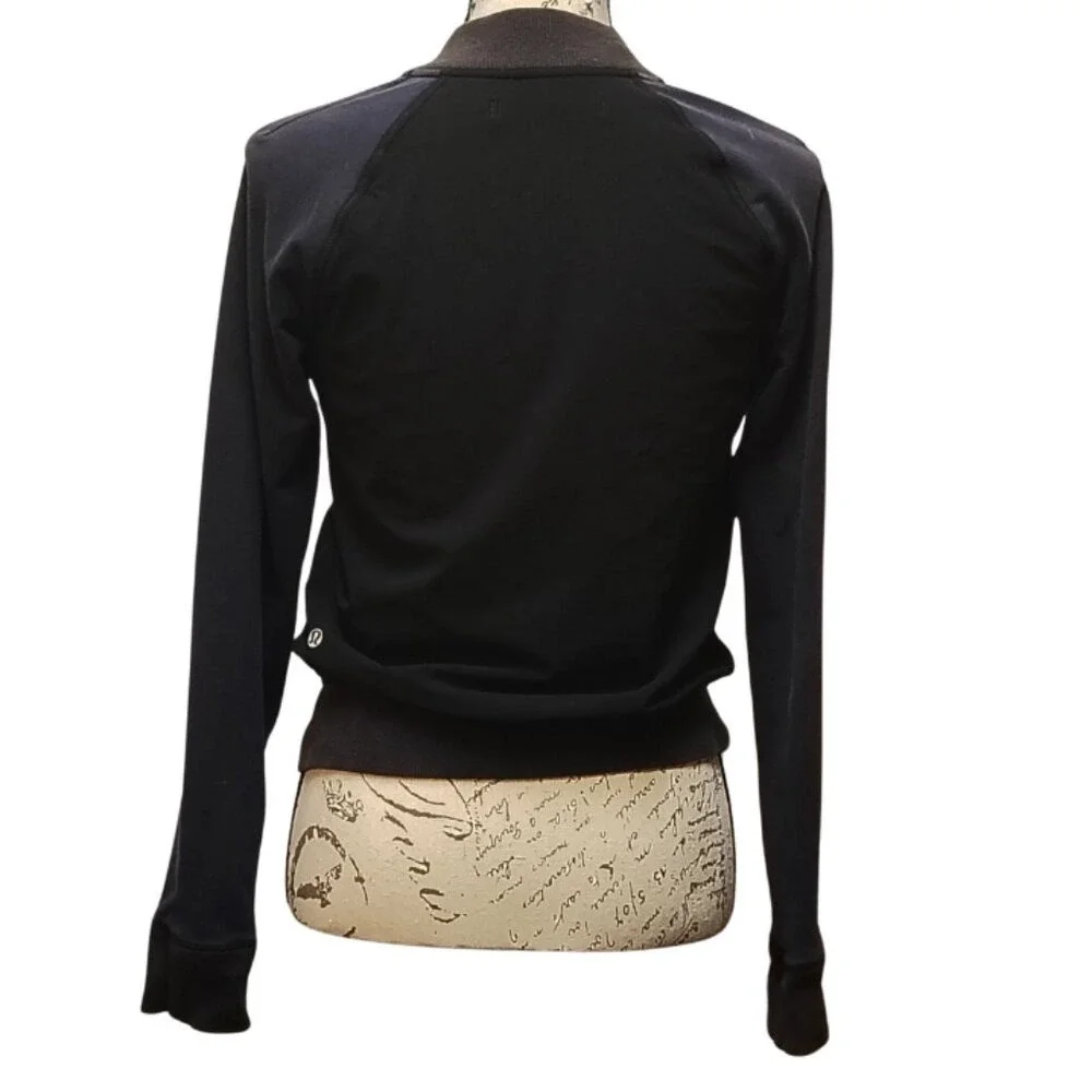 Lululemon Athletica Womens Var-City Bomber Jacket 6 Black Navy Full Zip Sporty - Picture 3 of 10